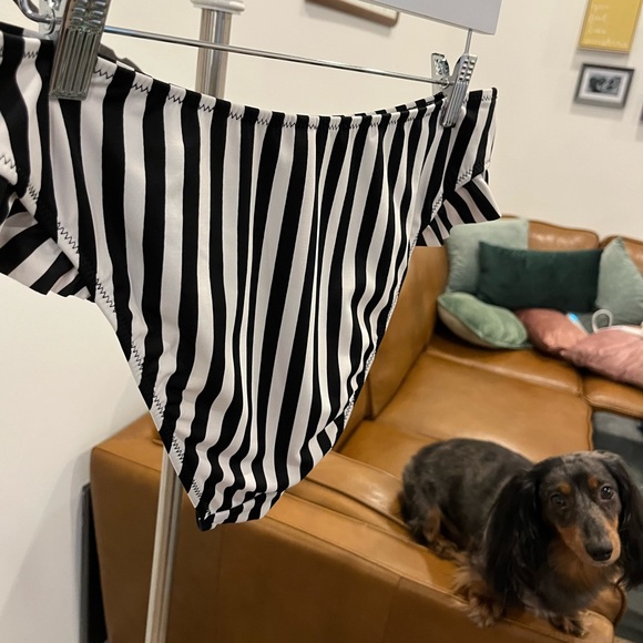 🔲 Striped Bikini Bottoms with Hip Ruffle - Picture 3 of 8